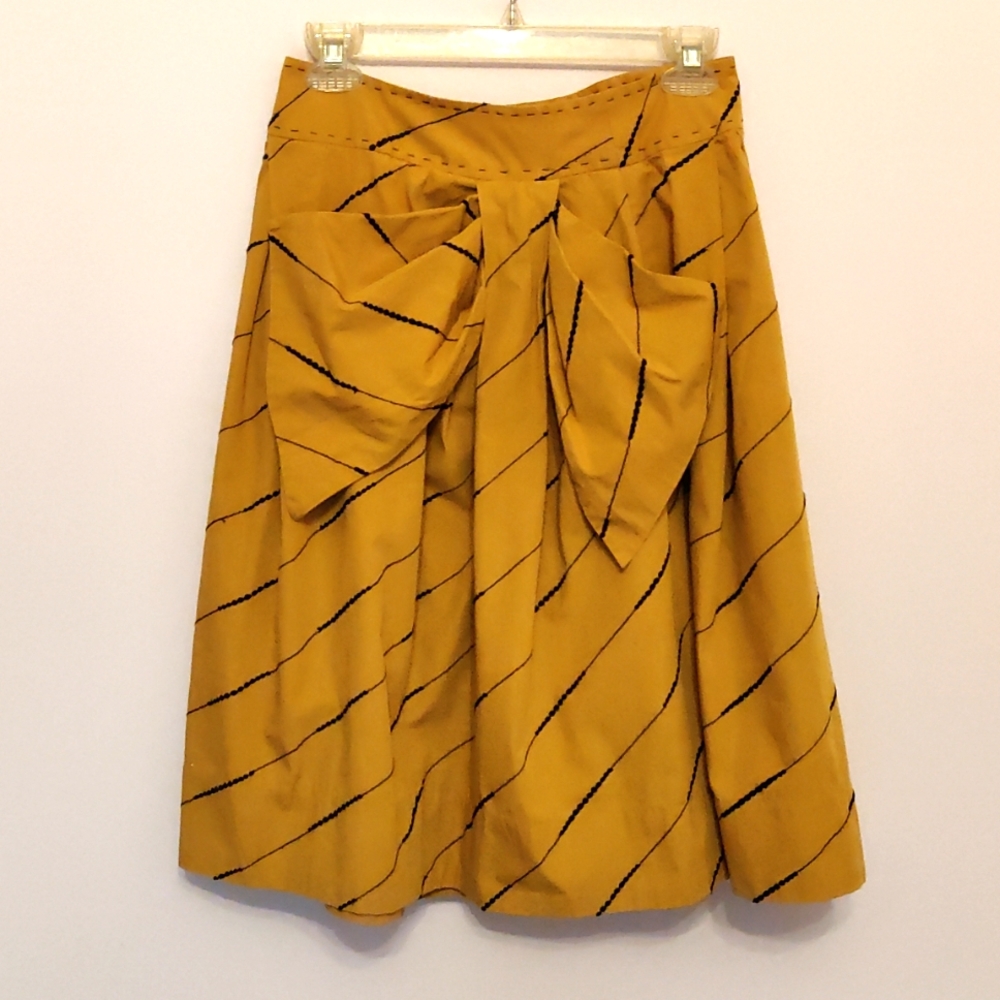 Cotton pleated midi skirt